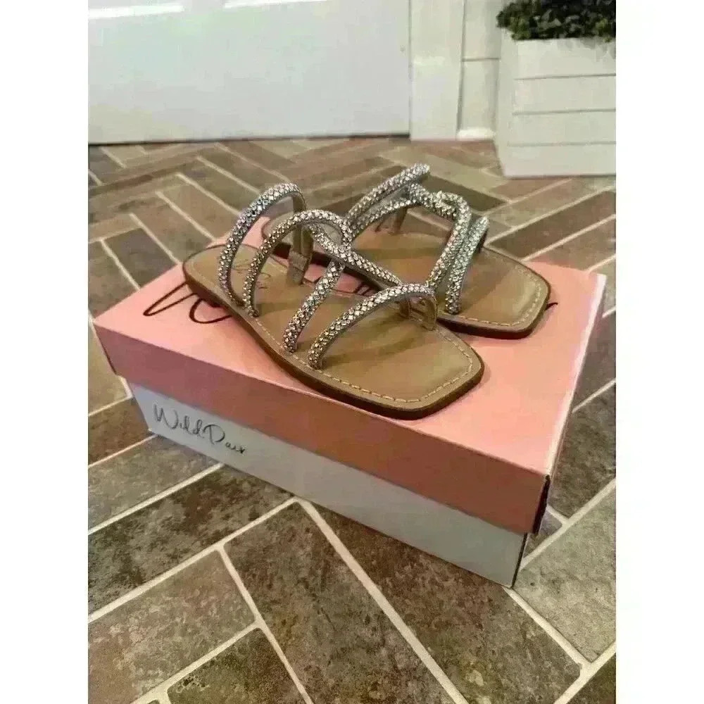 Wild Pair‎ Gabryell Silver Bling Sandals size 6 NWB
